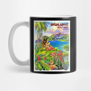 Imperial Airways Vintage Poster Print Travel and Tourism fLy to Tahiti Print Mug